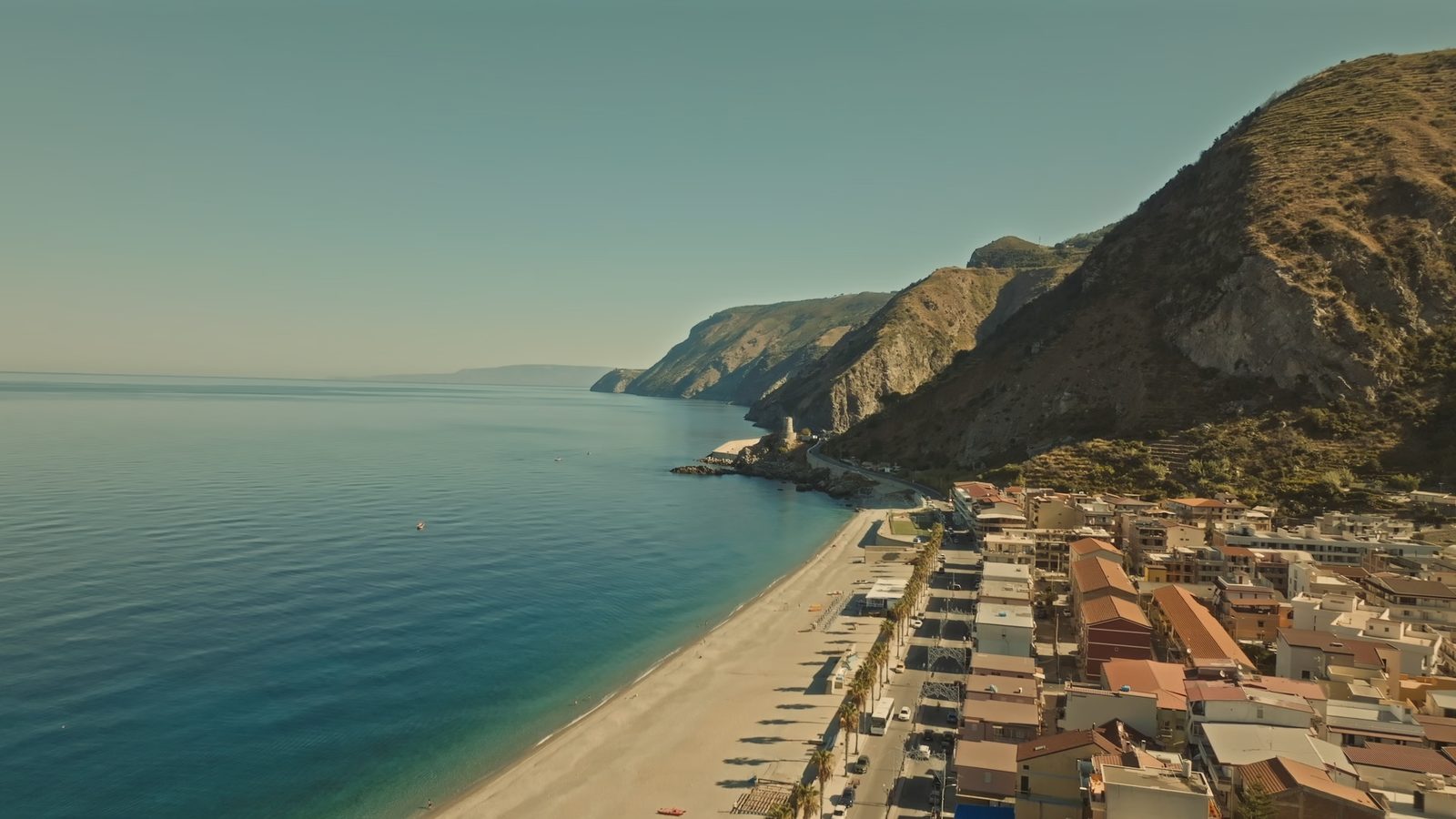 The Tyrrhenian coastline at Bagnara Calabra seen from the air